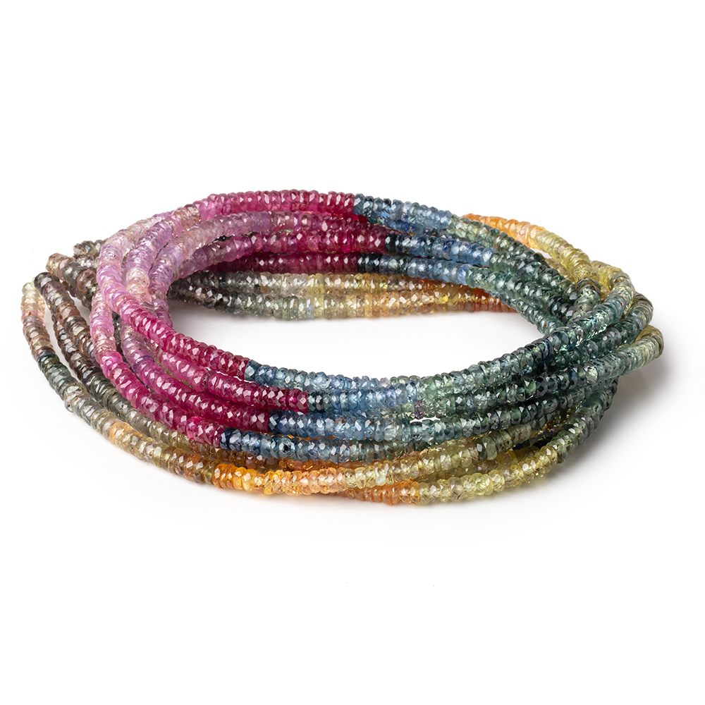3.5-4mm Multi Color Sapphire & Ruby Faceted Heishi Beads 17.5 inch 290 pieces