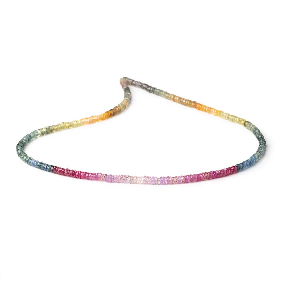 3.5-4mm Multi Color Sapphire & Ruby Faceted Heishi Beads 17.5 inch 290 pieces