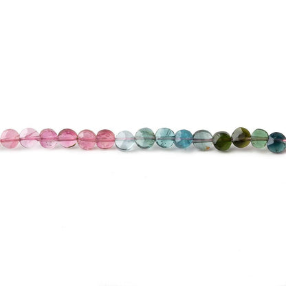 3.5-4mm Multi Color Tourmaline faceted coin Beads 14 inch 89 pieces