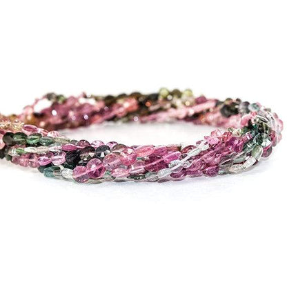 3.5-4mm Multi Color Tourmaline faceted coin Beads 14 inch 89 pieces