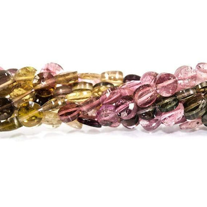 3.5-4mm Multi Color Tourmaline faceted coin Beads 14 inch 89 pieces