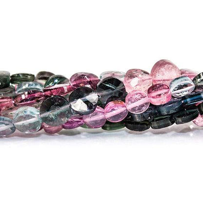 3.5-4mm Multi Color Tourmaline faceted coin Beads 14 inch 89 pieces