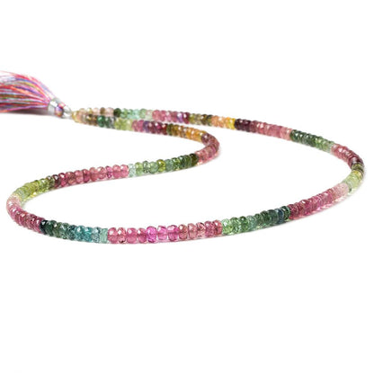 3.5-4mm Multi Color Tourmaline faceted rondelle beads 17 inch 188 pieces