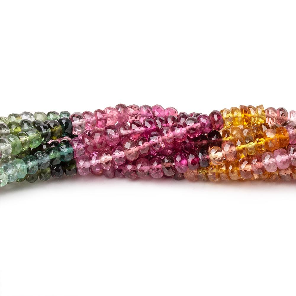 3.5-4mm Multi Color Tourmaline Faceted Rondelle Beads 17 inch 200 pieces AAA