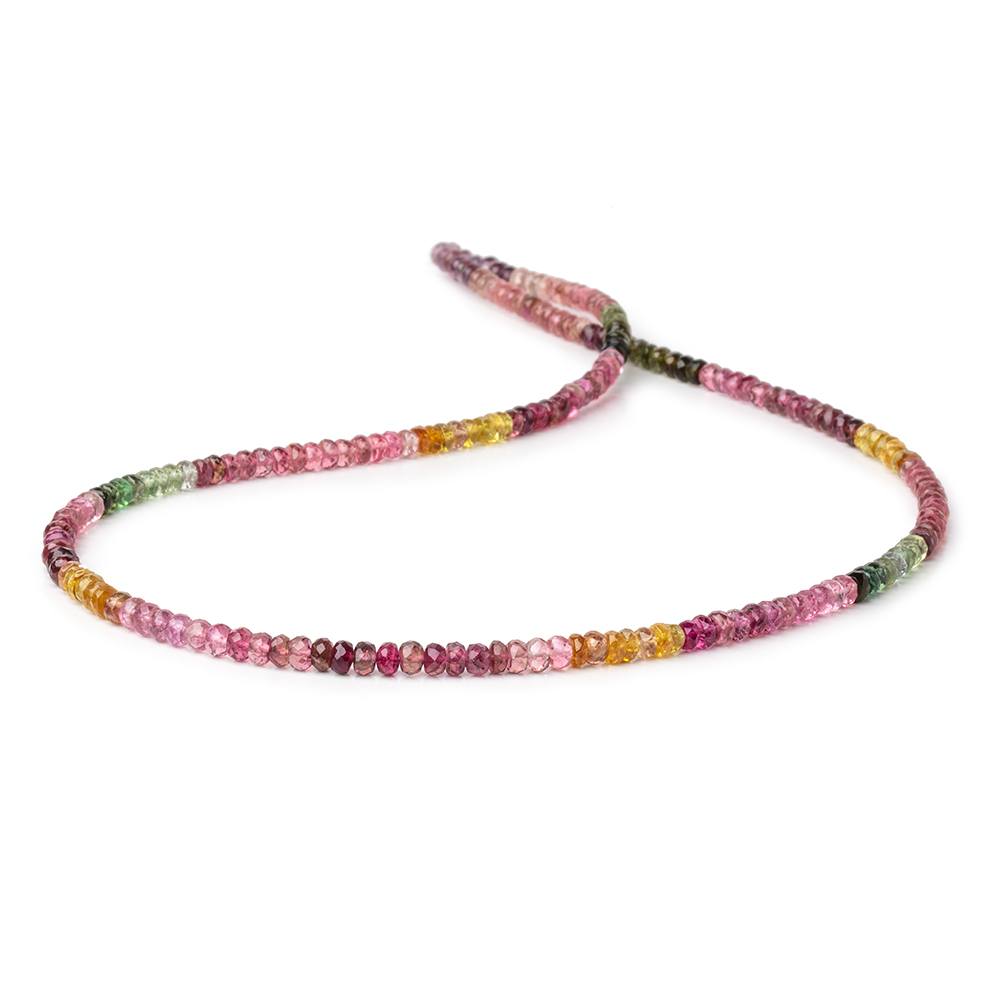 3.5-4mm Multi Color Tourmaline Faceted Rondelle Beads 17 inch 200 pieces AAA