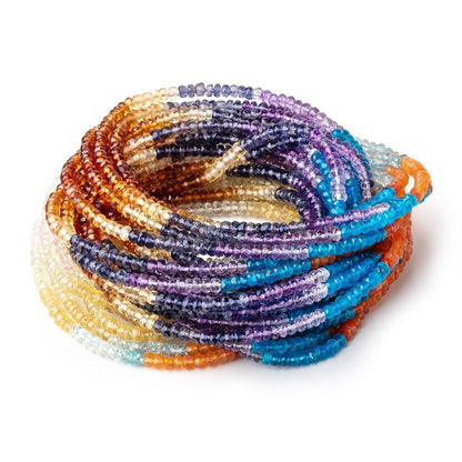 3.5-4mm Multi Gemstone Faceted Rondelle Beads 18 inch 200 pieces AA