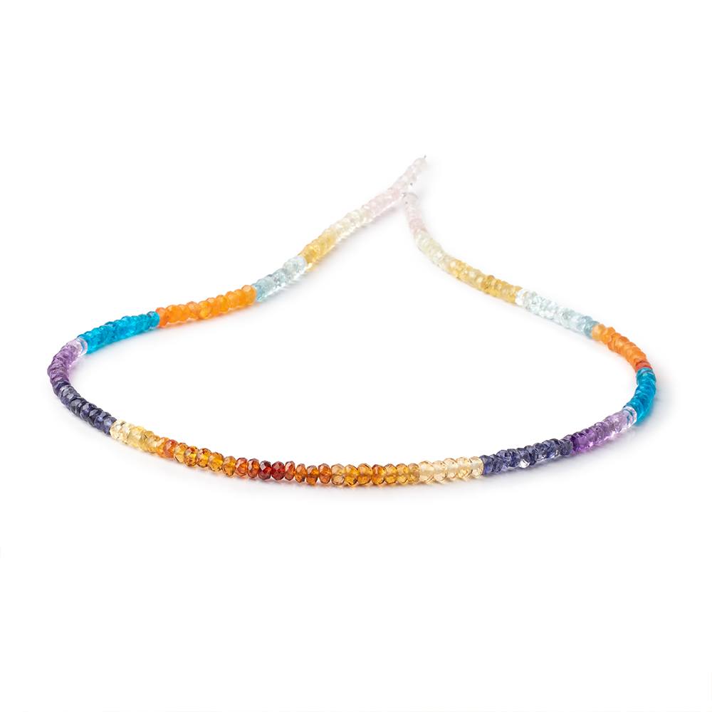 3.5-4mm Multi Gemstone Faceted Rondelle Beads 18 inch 200 pieces AA