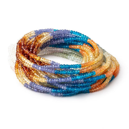 3.5-4mm Multi Gemstone Faceted Rondelles 18 inch 200 Beads AA