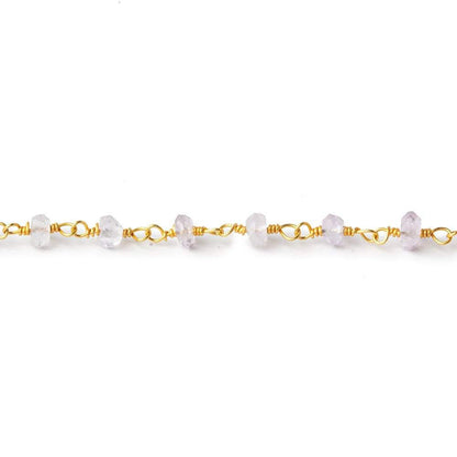3.5-4mm Pink Amethyst faceted rondelle Gold plated Chain by the foot 36 pieces