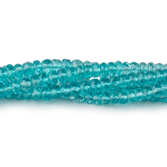 3.5-4mm Pool Blue Apatite Faceted Rondelle Beads 16 inch 155 pieces AAA