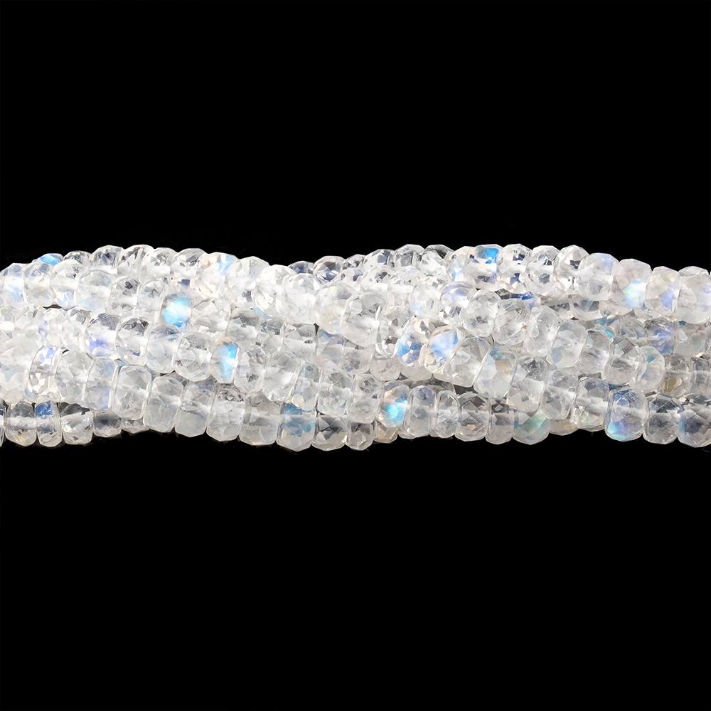 3.5-4mm Rainbow Moonstone Faceted Rondelle Beads 8.5 inch 86 pieces AAA