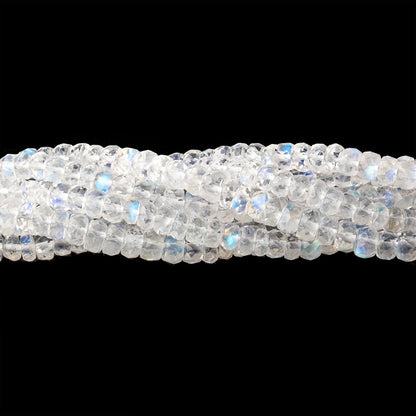 3.5-4mm Rainbow Moonstone Faceted Rondelle Beads 8.5 inch 86 pieces AAA