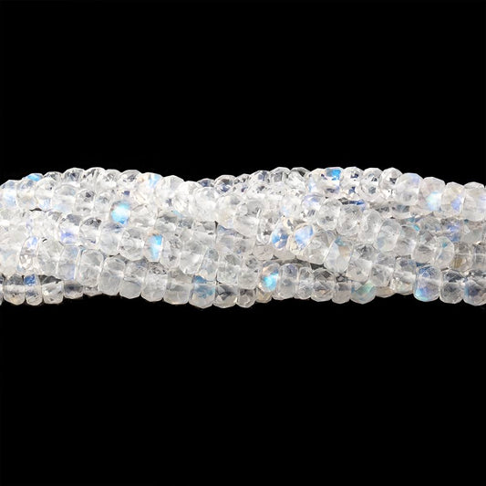 3.5-4mm Rainbow Moonstone Faceted Rondelle Beads 8.5 inch 86 pieces AAA