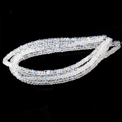 3.5-4mm Rainbow Moonstone Faceted Rondelle Beads 8.5 inch 86 pieces AAA