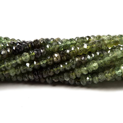 3.5-4mm Shaded Green Tourmaline faceted rondelle beads 14 inch 165 pieces