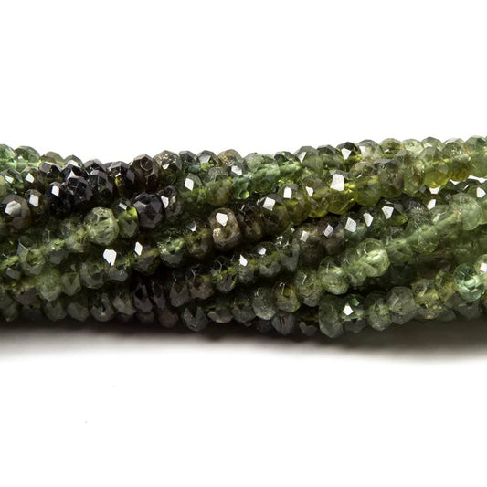 3.5-4mm Shaded Green Tourmaline faceted rondelle beads 14 inch 165 pieces