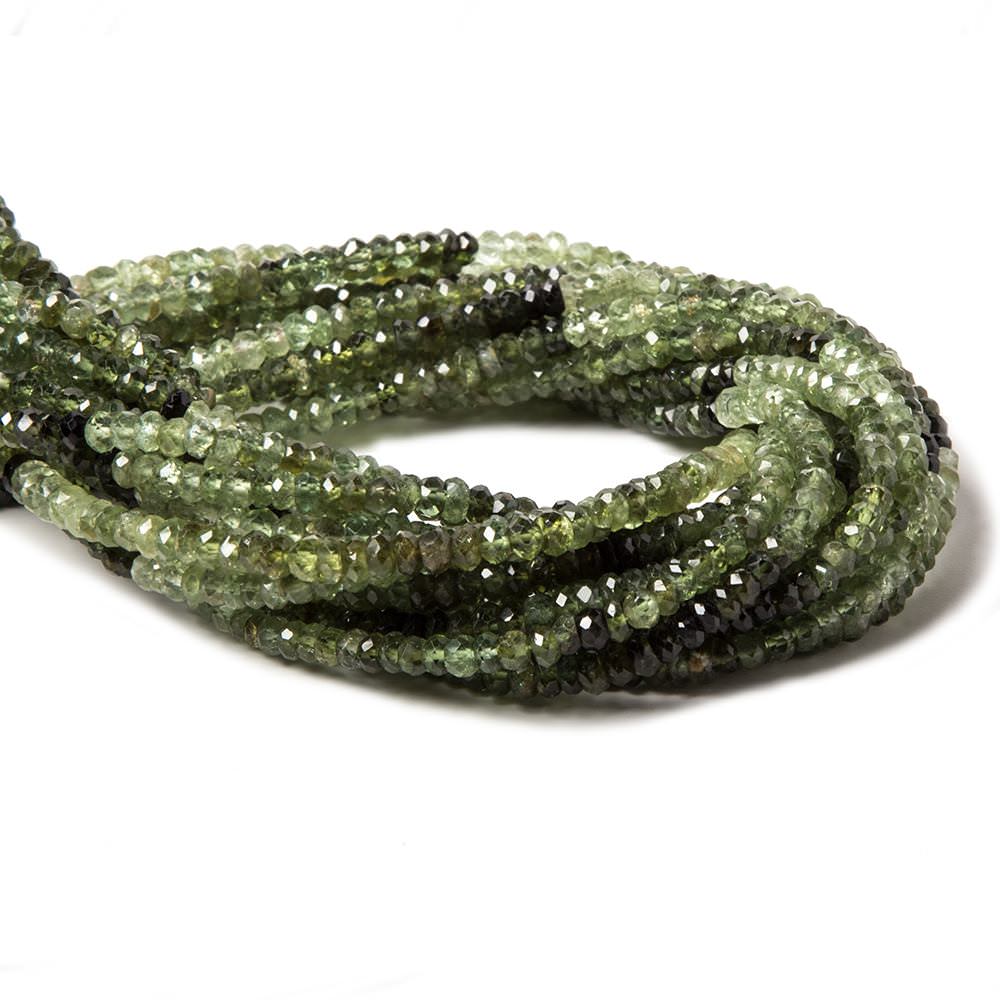 3.5-4mm Shaded Green Tourmaline faceted rondelle beads 14 inch 165 pieces