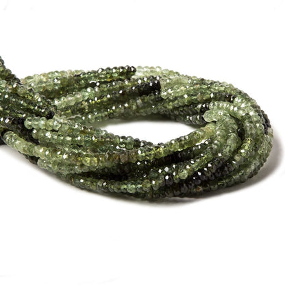 3.5-4mm Shaded Green Tourmaline faceted rondelle beads 14 inch 165 pieces