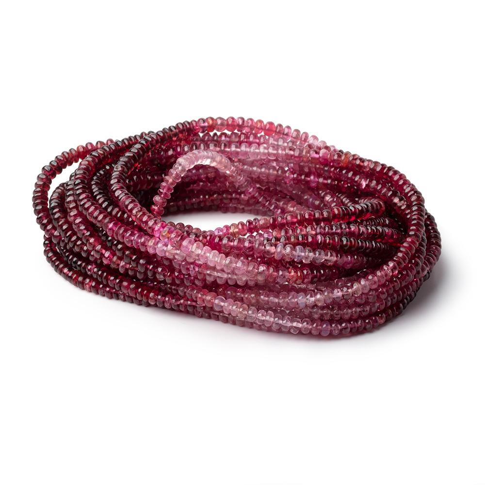 3.5-4mm Shaded Pink Spinel Plain Rondelle Beads 18 inch 200 pieces AAA
