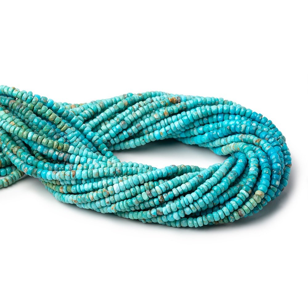 3.5-4mm Sleeping Beauty Turquoise Faceted Rondelle Beads 13 inch 140 pieces