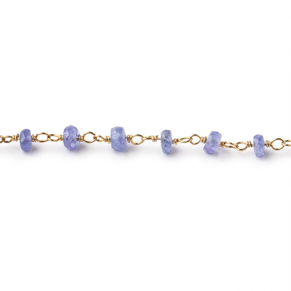 3.5-4mm Tanzanite Faceted Rondelle Beads on Vermeil Chain
