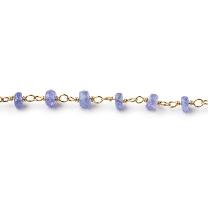 3.5-4mm Tanzanite Faceted Rondelle Beads on Vermeil Chain