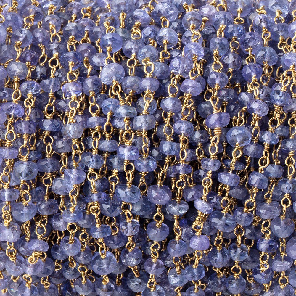 3.5-4mm Tanzanite Faceted Rondelle Beads on Vermeil Chain