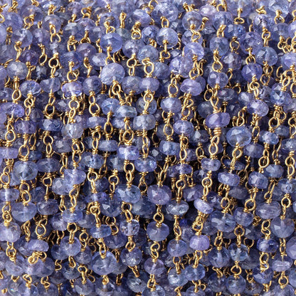 3.5-4mm Tanzanite Faceted Rondelle Beads on Vermeil Chain
