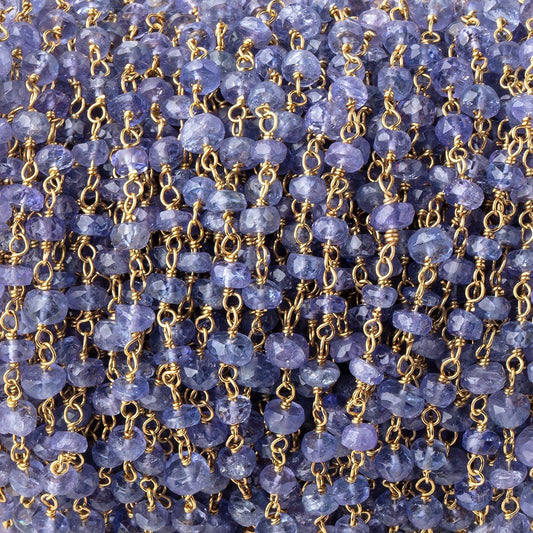 3.5-4mm Tanzanite Faceted Rondelle Beads on Vermeil Chain