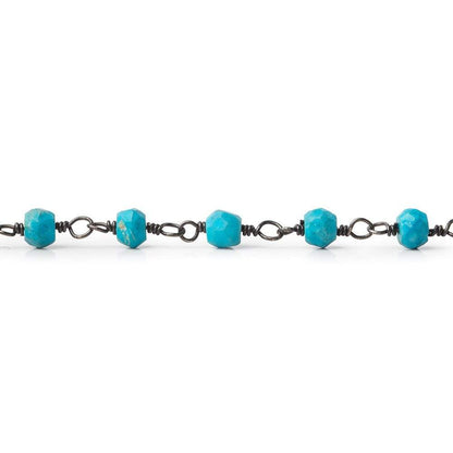 3.5-4mm Turquoise Howlite Black Gold Chain by the foot 37 pcs
