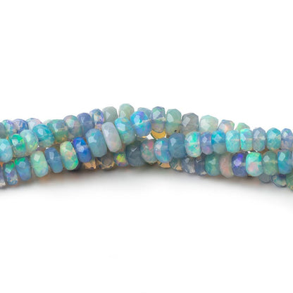 3.5-5.5mm Antique Blue Ethiopian Opal Faceted Rondelles 16 inch 175 Beads AA