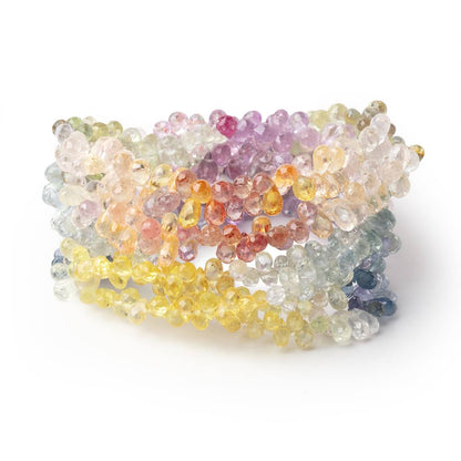 3.5-5.5mm Fancy Sapphire Micro Faceted Tear Drop Beads 16 inch 290 pieces AAA