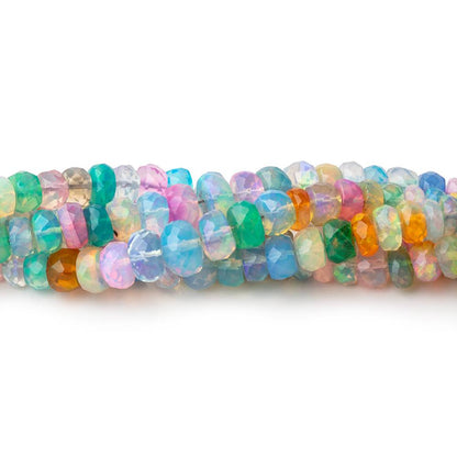 3.5-5.5mm Neon Multi Color Ethiopian Opal Faceted Rondelles 16 inch 172 Beads AA