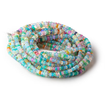 3.5-5.5mm Neon Multi Color Ethiopian Opal Faceted Rondelles 16 inch 172 Beads AA