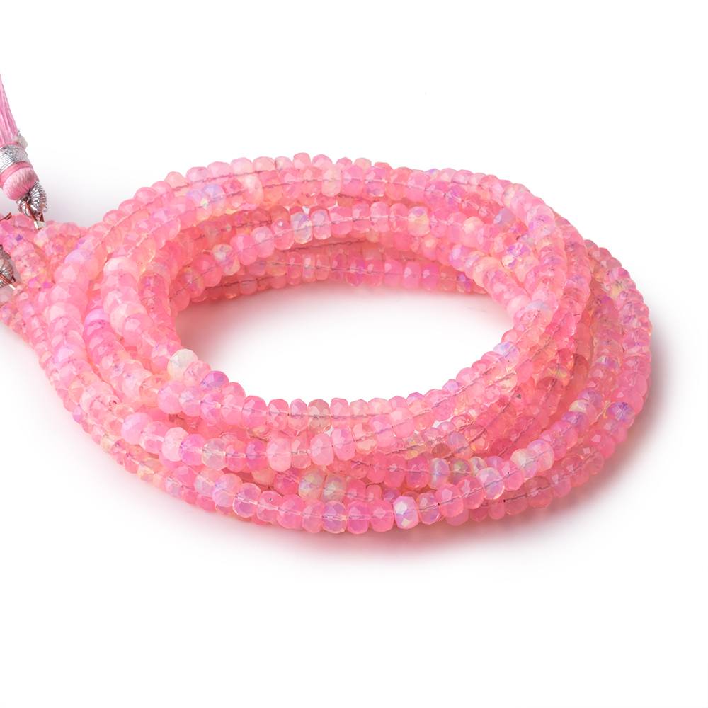 3.5-5.5mm Neon Pink Ethiopian Opal Faceted Rondelle Beads 16 inch 148 pieces