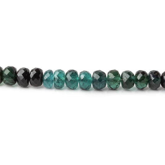 3.5-5mm Indicolite Blue & Chrome Green Tourmaline faceted rondelles 18 inch 158 pieces AA