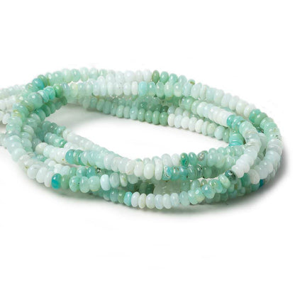 3.5-5mm Mint Blue Peruvian Opal plain rondelle beads 18 inch 167 pieces AA