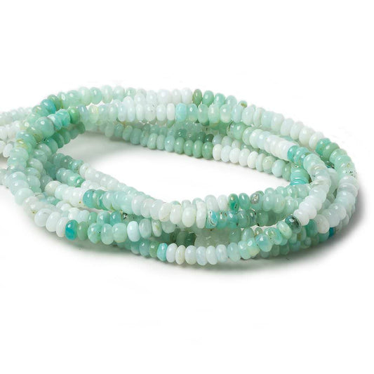 3.5-5mm Mint Blue Peruvian Opal plain rondelle beads 18 inch 167 pieces AA