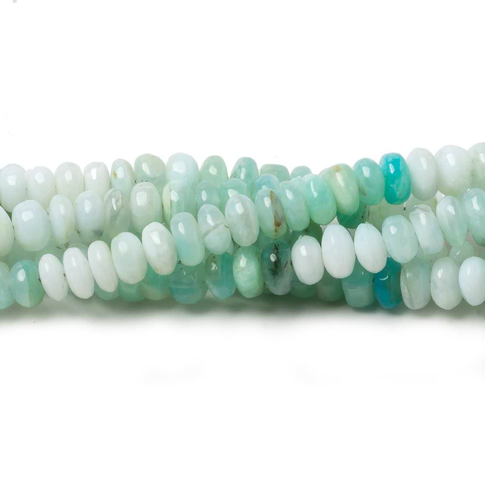 3.5-5mm Mint Blue Peruvian Opal plain rondelle beads 18 inch 167 pieces AA