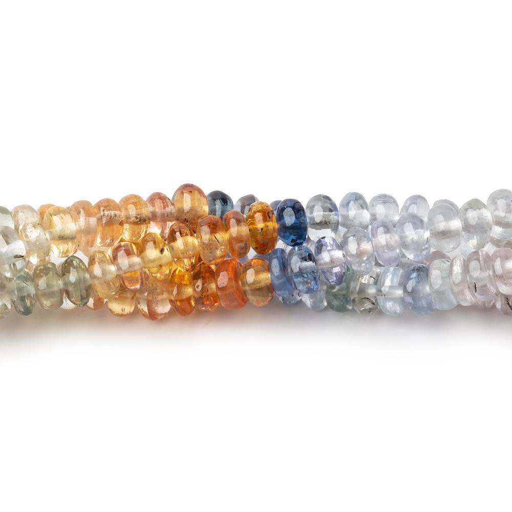 3.5-5mm Multi Color Sapphire Plain Rondelle Beads 18 inch 200 pieces AAA