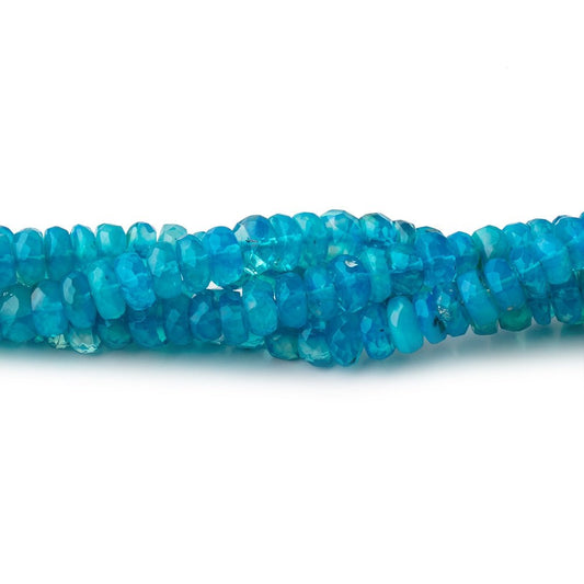 3.5-5mm Neon Blue Ethiopian Opal Faceted Rondelle Beads 16 inch 184 pieces