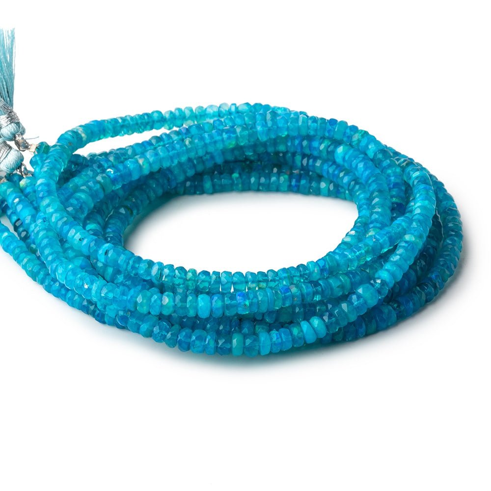 3.5-5mm Neon Blue Ethiopian Opal Faceted Rondelle Beads 16 inch 184 pieces