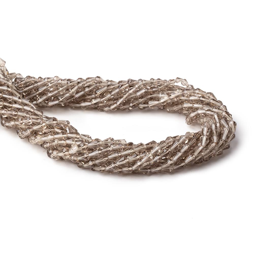 3.5-5mm Smoky Quartz Straight Drill Tear Drop 14.5 inch 63 Beads