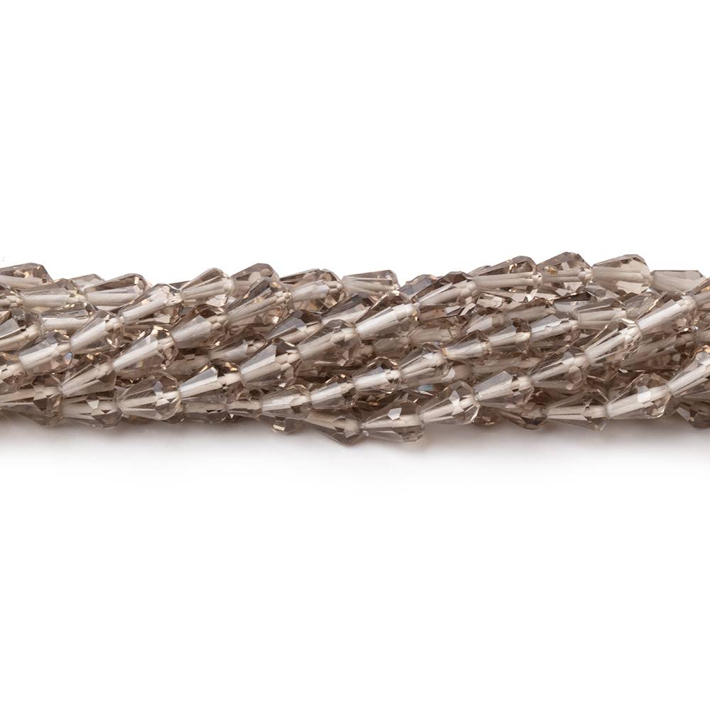 3.5-5mm Smoky Quartz Straight Drill Tear Drop 14.5 inch 63 Beads