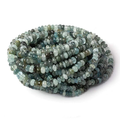 3.5-6.5mm Aqua & Moss Aquamarine plain rondelles 18 inch 155 beads AA