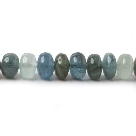 3.5-6.5mm Aqua & Moss Aquamarine plain rondelles 18 inch 155 beads AA