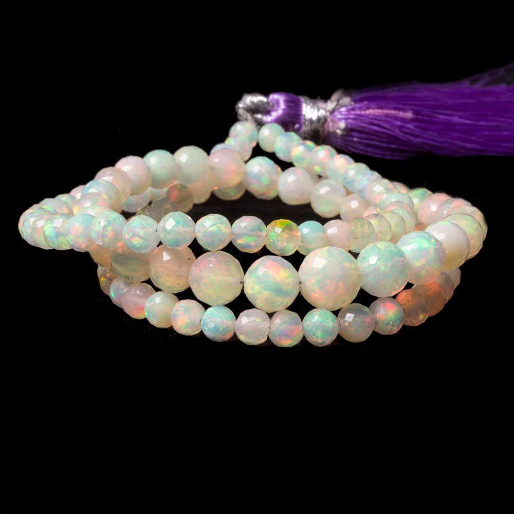 3.5-6.5mm Ethiopian Cream White Opal faceted round beads 17 inch 100 pcs
