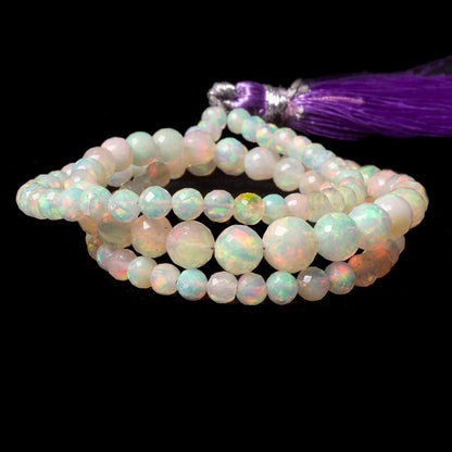 3.5-6.5mm Ethiopian Cream White Opal faceted round beads 17 inch 100 pcs