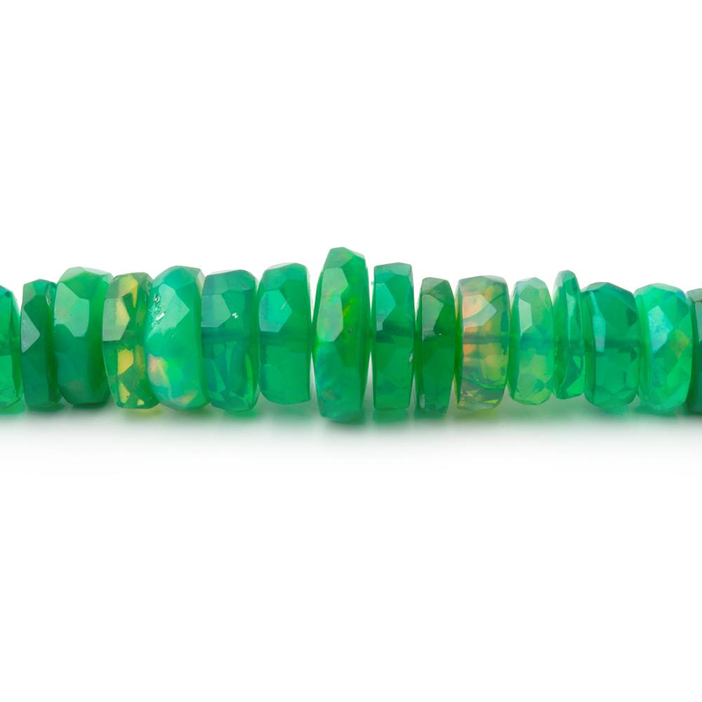 3.5-6.5mm Kelly Green Ethiopian Opal Faceted Heishi 16 inch 228 Beads AA