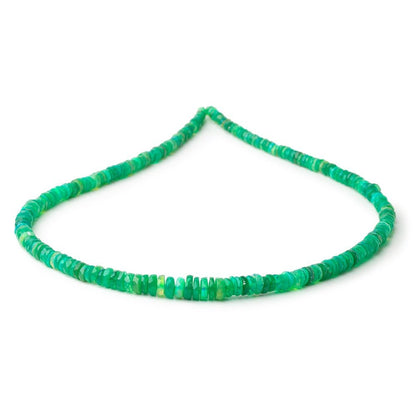 3.5-6.5mm Kelly Green Ethiopian Opal Faceted Heishi 16 inch 228 Beads AA